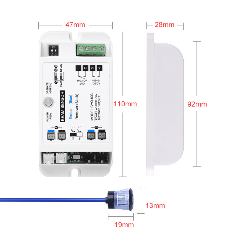 Capteur de faisceau lumineux photoélectrique, alarme de porte automatique, capteurs à faisceau simple et double avec interrupteur anti-pincement