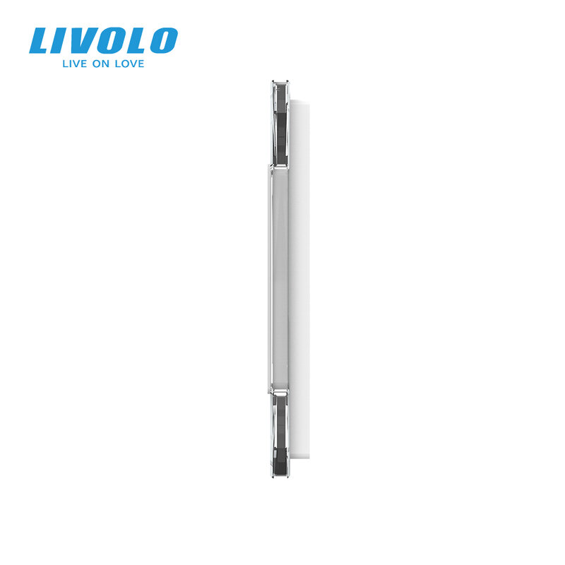 Livolo — Panneau en verre, cristal double de luxe pour prise de commutateur mural, perle blanche, disponible en 4 couleurs, prise standard UE