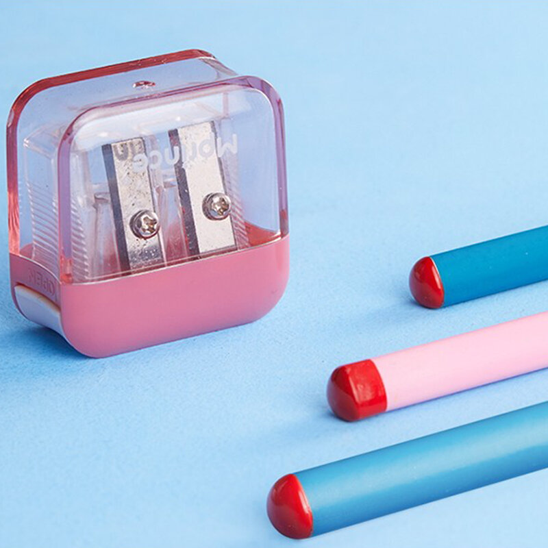 USHARE-afilador de lápiz de la PC, Mini sacapuntas colorido de plástico con doble agujero, suministros escolares Kawaii, papelería, 3 unidades