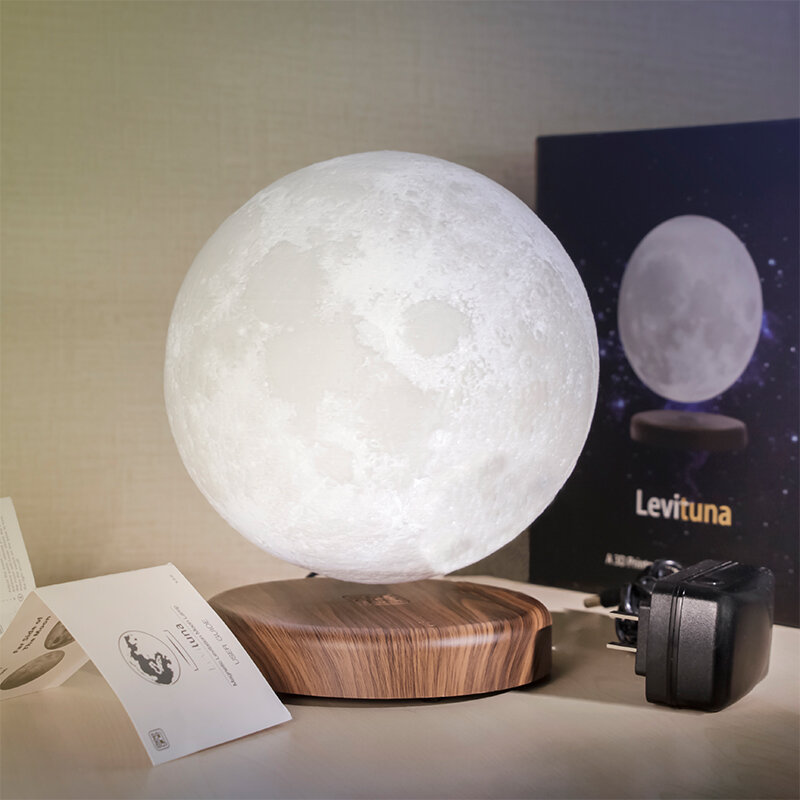 Moderno led lua lâmpada de mesa rotação levitação magnética impressão 3d 16 cores decoração para casa novidade criativo cabeceira quarto mesa luz