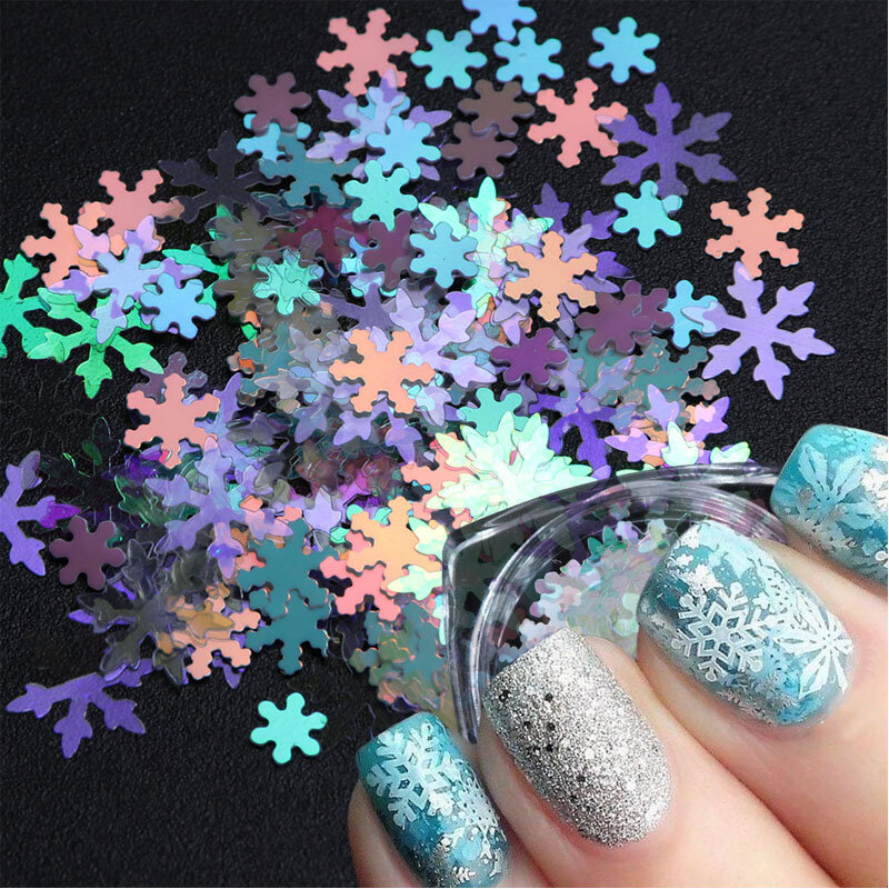 Flocons de neige multicolores, décoration mixte pour Nail Art, bricolage, paillettes de noël, bijoux 3D, accessoires pour Nail Art