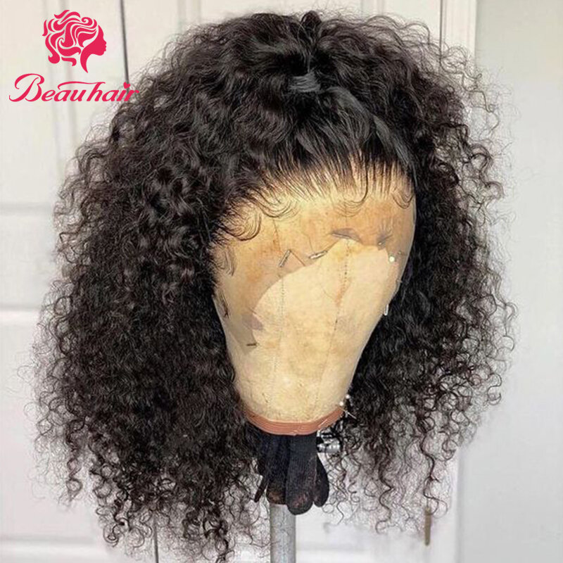Beauhair 360 lace Frontal Wig Deep Kinky Curly Lace Frontal Wig Peruvian Human Hair Preplucked With Baby Hair 360 Lace Front Wig