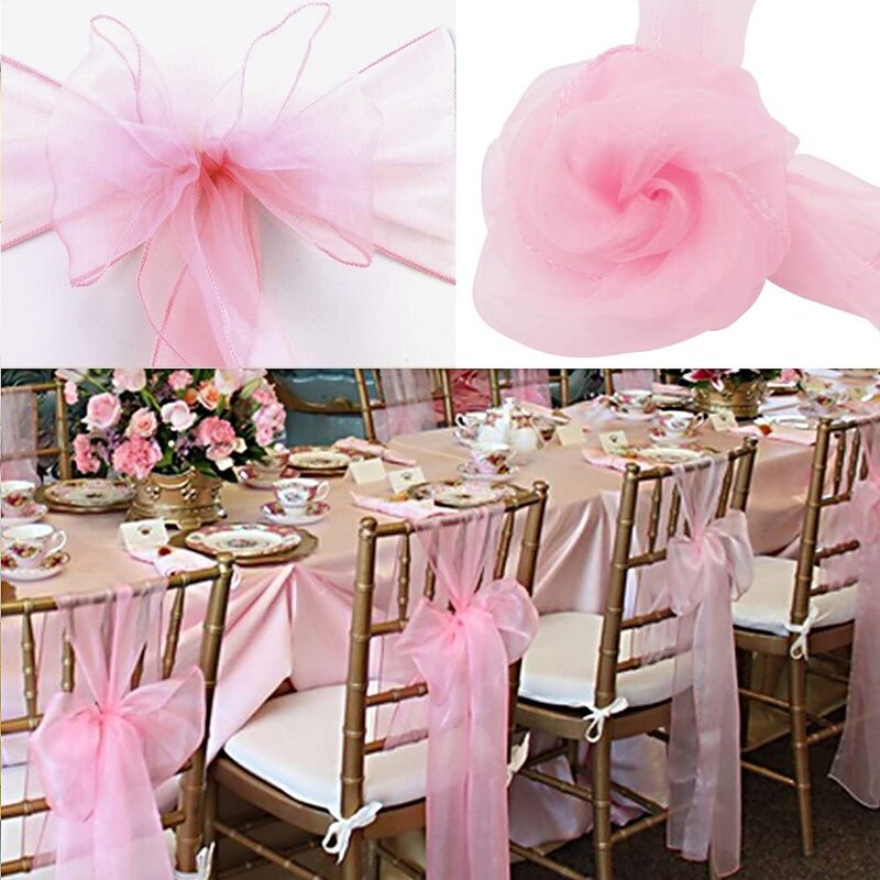 NEW NEW Wedding Decoration Organza Chair Sashes Bow For Party Christmas Halloween hotel Chair Decoration Supplies(Pack of 50pcs
