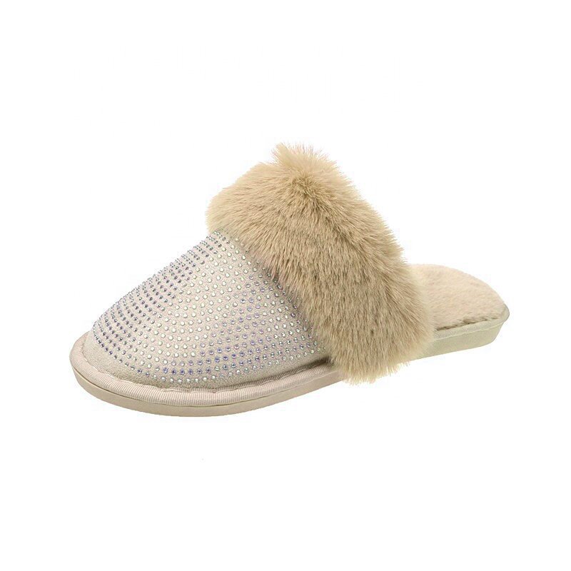 Chinelos internos quentes senhoras confortáveis algodão lã sapatos casuais inverno quarto água tijolo cabeça redonda sapatos de pelúcia