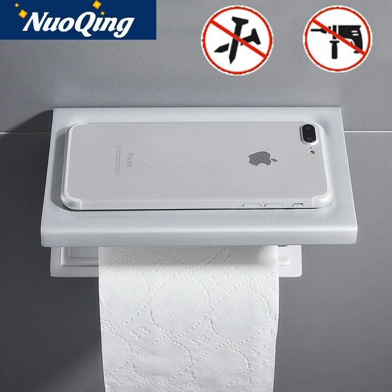 Pemegang Kertas Handuk Toilet Kamar Mandi Pemegang Kertas Rolhouder WC Terpasang Di Dinding dengan Rak Handuk Kotak Tisu