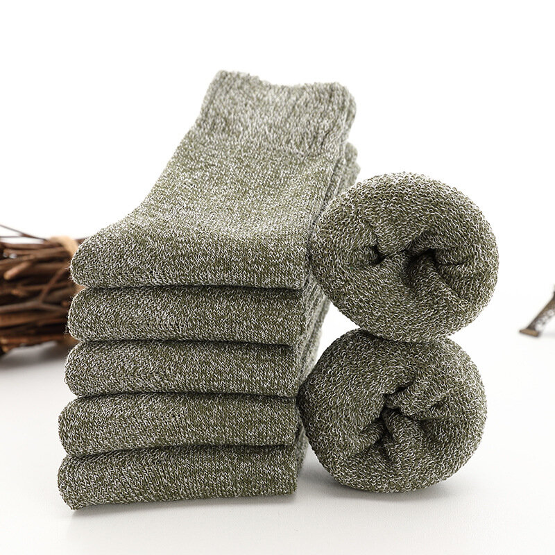 Men's Winter Socks Solid Color Simple Plush Warm Comfortable Breathable Terry Socks Men's Middle Tube Men's Socks