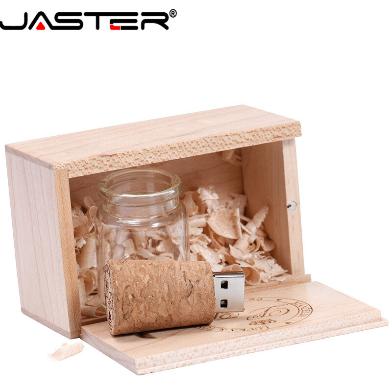 JASTER LOGO angepasst Glas flasche USB + BOX-Stick Stick 32GB 16GB 8GB 4GB Speicher stick fotografie hochzeit geschenke
