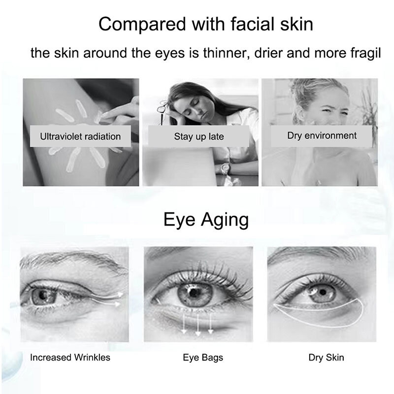 Crème Anti-âge pour les yeux, Anti-âge, améliore les rides, raffermit, soulève les cors, sérum pour les pieds, acide hyaluronique, Massage hydratant, soins pour les yeux