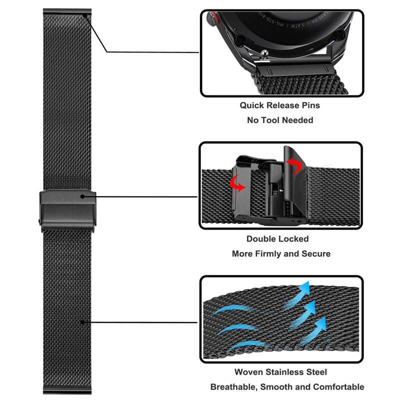 Ремешок из нержавеющей стали для Samsung Galaxy Watch 3 41 мм 45 мм, браслет-петля для Active2 40 мм 44 мм/Gear S3