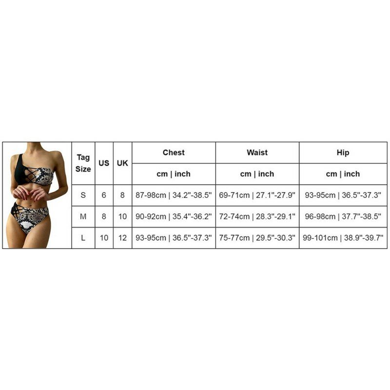 2021 wężowa skóra nadruk jedno ramię Bikini Set kobiety seksowna z wiązaniami Leopard kostium kąpielowy damski brazylijskie stroje kąpielowe strój kąpielowy