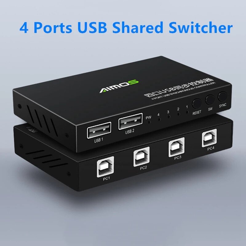 AIMOS USB 2.0 Switch, 4 Entrées 4 Sorties USB Commutateur pour 4