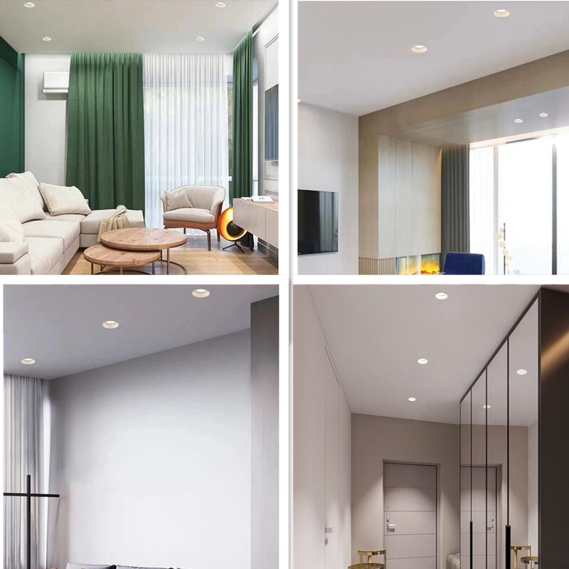 DBF – Spot lumineux LED circulaire encastrable avec technologie COB, éclairage d'intérieur, luminaire de plafond, lumière blanche, 5/7/12/15W, idéal pour un arrière-plan dans un couloir ou une photo