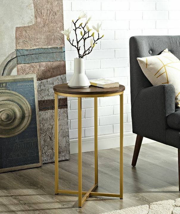 Mesa de centro redonda dourada estilo nórdico, mesa de centro moderna, criativa e de textura de mármore, móveis para casa