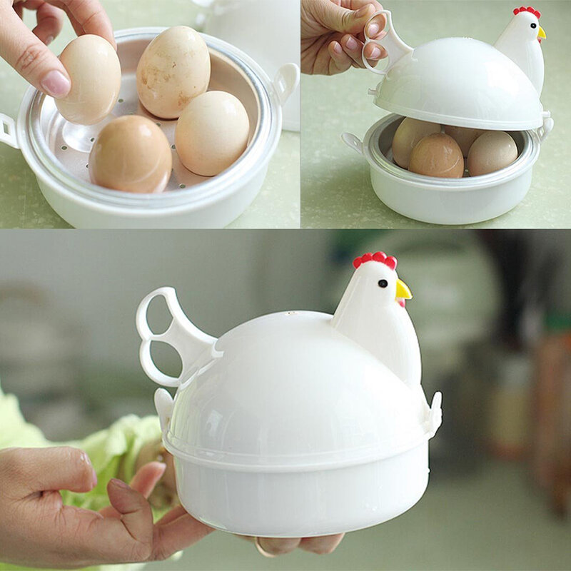 Hervidor de huevos de cocina, utensilio de cocina para el hogar con forma de pollo, 4 huevos, novedad, 2021