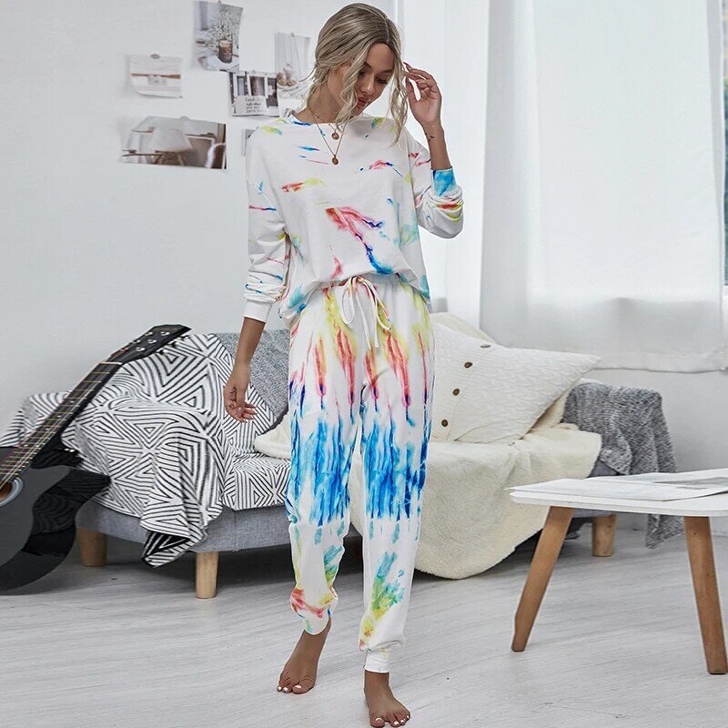 New Autumn Casual Home Color Print Woman's Sets