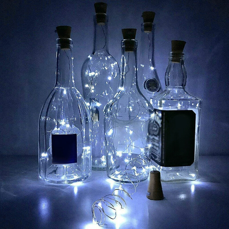 الشمسية الفلين زجاجة Led ضوء سلسلة جارلاند زجاجة نبيذ الجنية ضوء 1 متر مصباح ليد بار حفلة عيد ميلاد زجاجة نبيذ مثبت زجاجي ضوء بار
