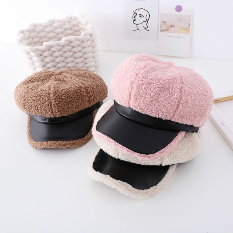 Zimowa nowa dziecięca ciepła czapka podróżna Ins koreański ośmiokątny kapelusz moda twardy kapelusz z rondem gorąca sprzedaż