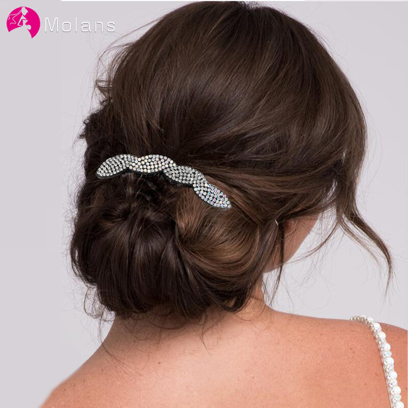 Molans New Vintage Rhinestones Flower Hair Combs Hair Clips for Women Headdress Bridal Hair Accessories Wedding Headpiece