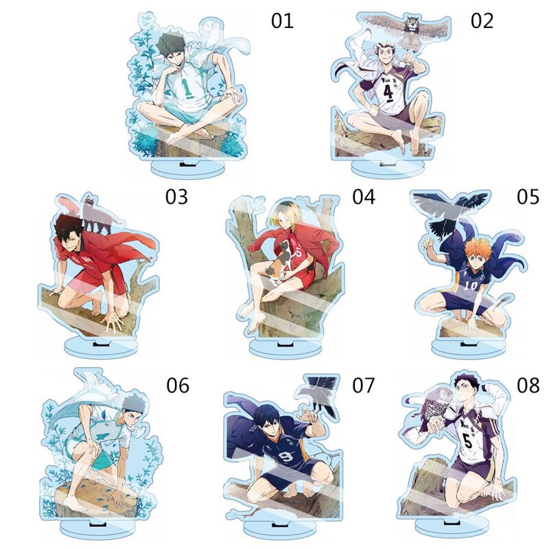 Figuras de Haikyuu de Anime, modelos de placa de escritorio de 13cm, soporte acrílico, modelo de juguetes, figuras de acción, regalo de decoración A
