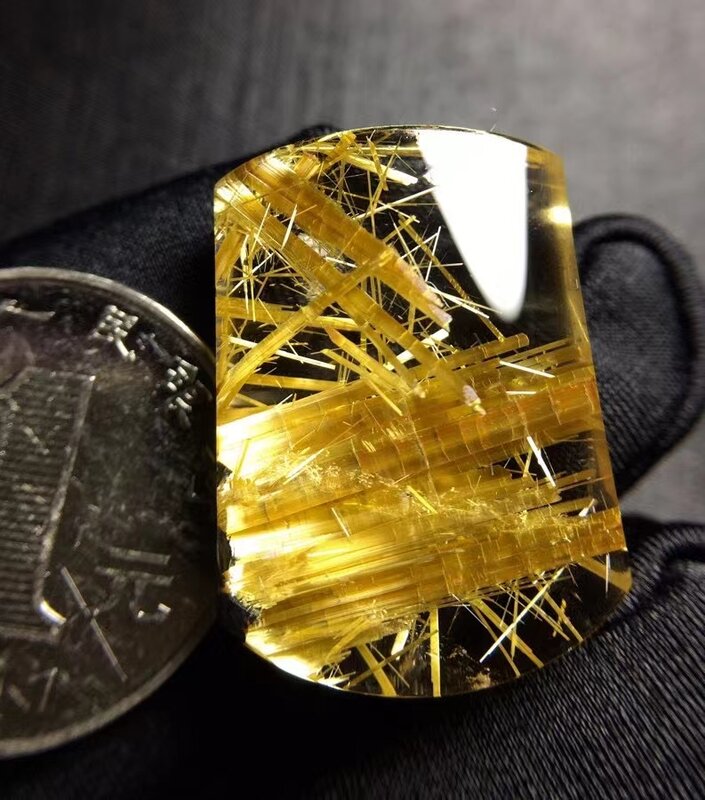 Natürliche Gold Rutilquarz Rechteck Anhänger 28.3*20.2*9,6mm Reichen Kristall Rutilated Schmuck Frauen Männer Brasilien AAAAAA