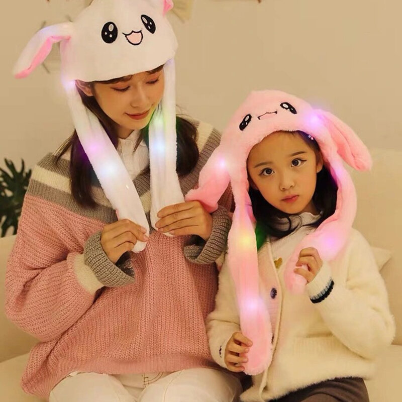 Dzieci świecące króliczek kapelusz słodkie uszy poruszą pluszowy pałąk miga kreskówka dzieci prezent dla dorosłych świecące świecące opaska z kapeluszem zabawka
