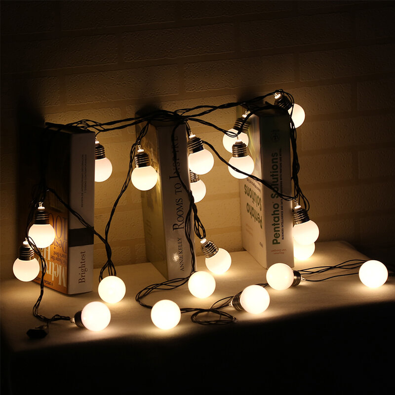 Guirnalda de luces LED de cristal para decoración navideña, cadena de bolas de burbujas de 5,8 M, luz blanca cálida, de hadas, de aproximadamente 4,5 cm de diámetro