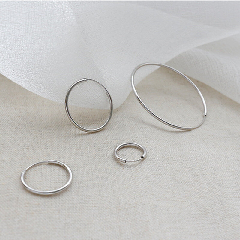 Женские круглые серьги-кольца из серебра 925 пробы, 6 размеров
