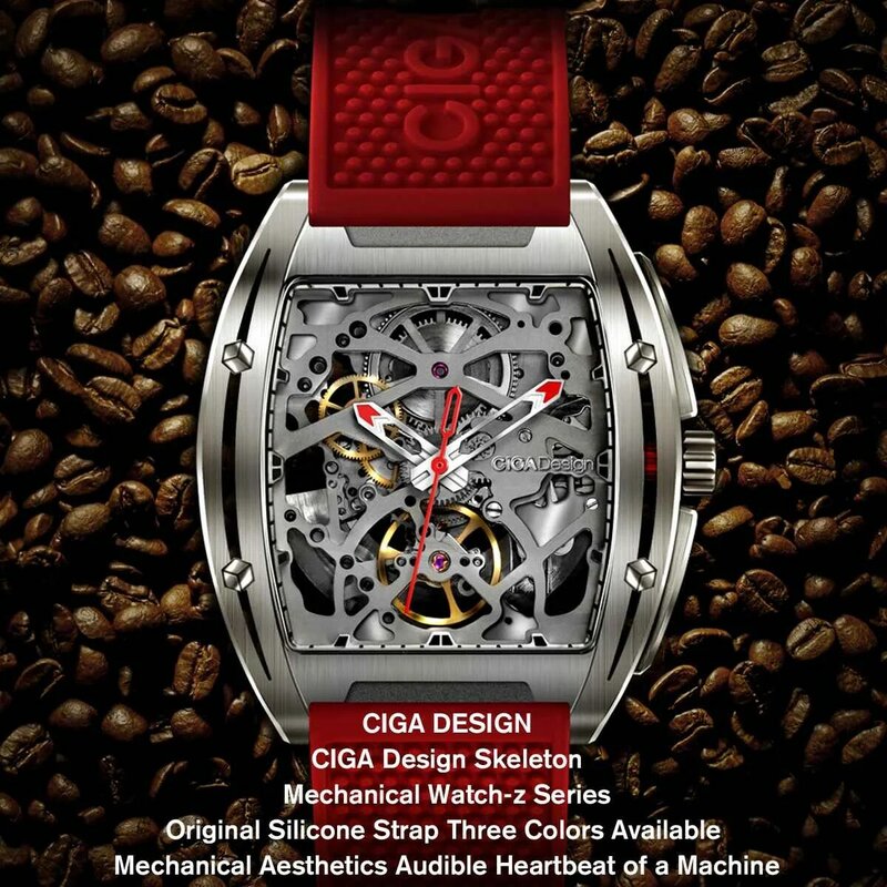 Cigaデザインciga腕時計zシリーズ腕時計樽タイプ両面中空自動スケルトン機械式メンズ防水時計