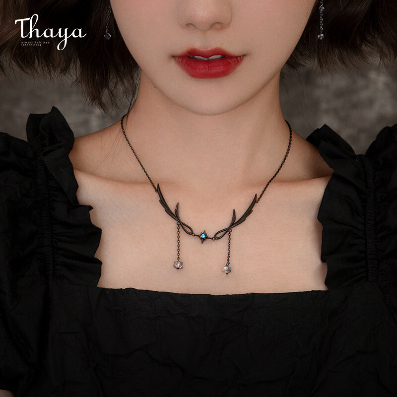 Thaya Vintage Pendant Necklaces For Women Feather Original Design Ctystal Necklace Choker Tassel Fine Jewelry Birthday Gifts