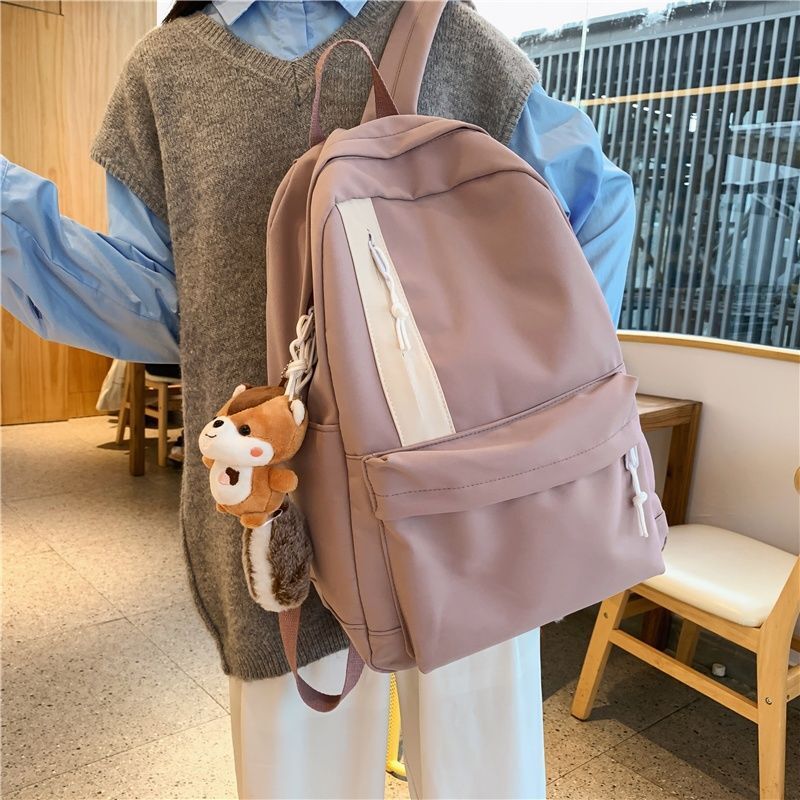สาววัยรุ่นโรงเรียนกระเป๋ากระเป๋าเป้สะพายหลังผู้หญิงกระเป๋านักเรียนกลางสีชมพู Bookbags 2021