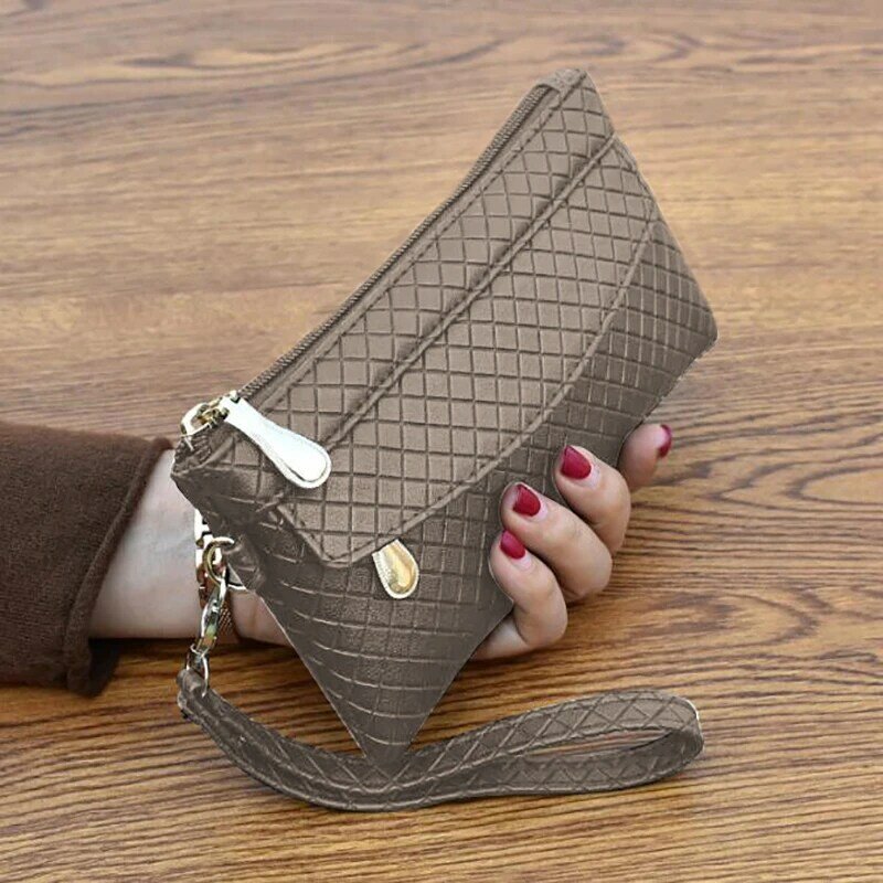Nova moda couro do plutônio das mulheres carteira de embreagem bolsa feminina melhor telefone carteira feminina caso telefone bolso