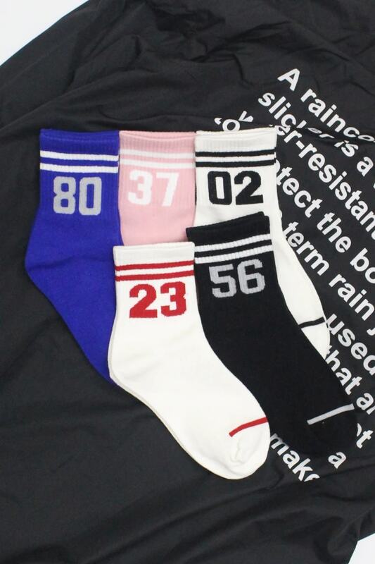 Sport Adult Ankle Short Calf Crew Socks Digital Number Two Twenty Three Thirty Seven Fifty Six Eighty Double Stripe Stripes Game
