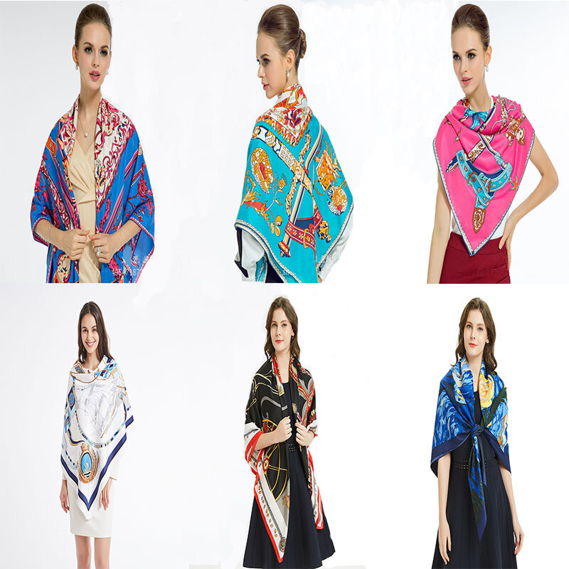 61 kolor luksusowej marki Matagorda 51 Cal kobieta szalik 100% jedwabny szal ponadgabarytowych ochrony przeciwsłonecznej kwiat i ptak dżungli Pashmina szaliki