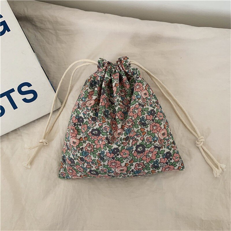 New Plaid Canvas Drawstring Bag Small Size Storage Bag Christmas Gift Candy Jewelry Organizer Cosmetic Coins Keys Bags Packing