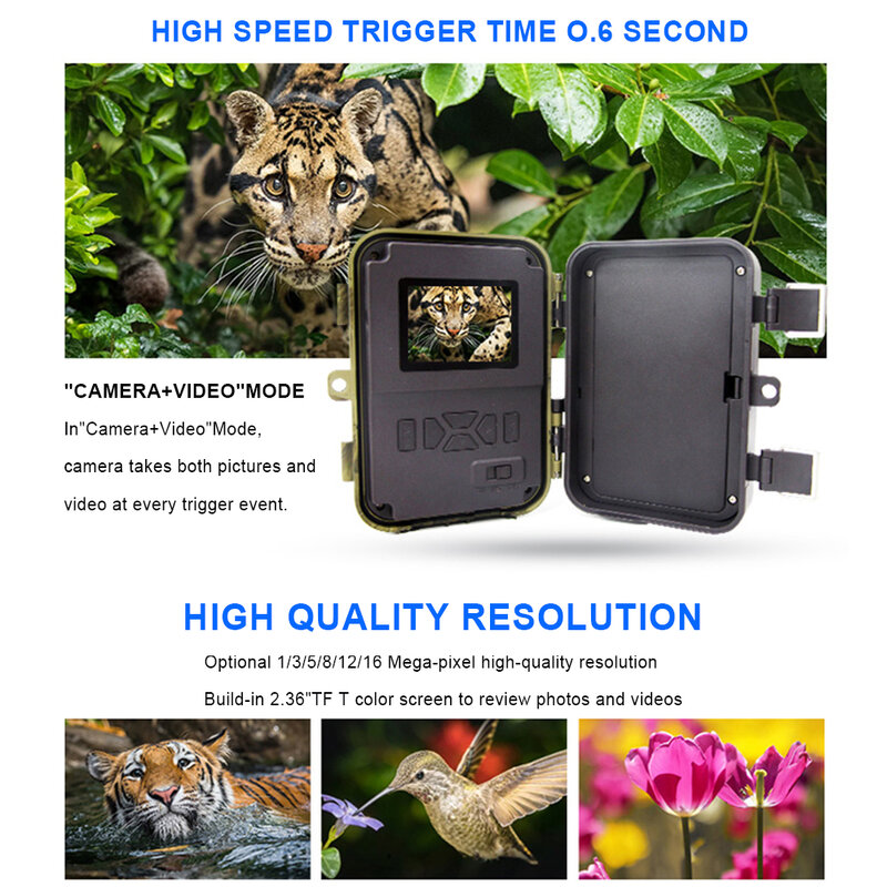 HH-662 Hunting Trail Camera 0.6S Motion Digital Infrared 16MP 1080P Wildlife Trail Camera With Night Vision Wild Cam Photo Trap