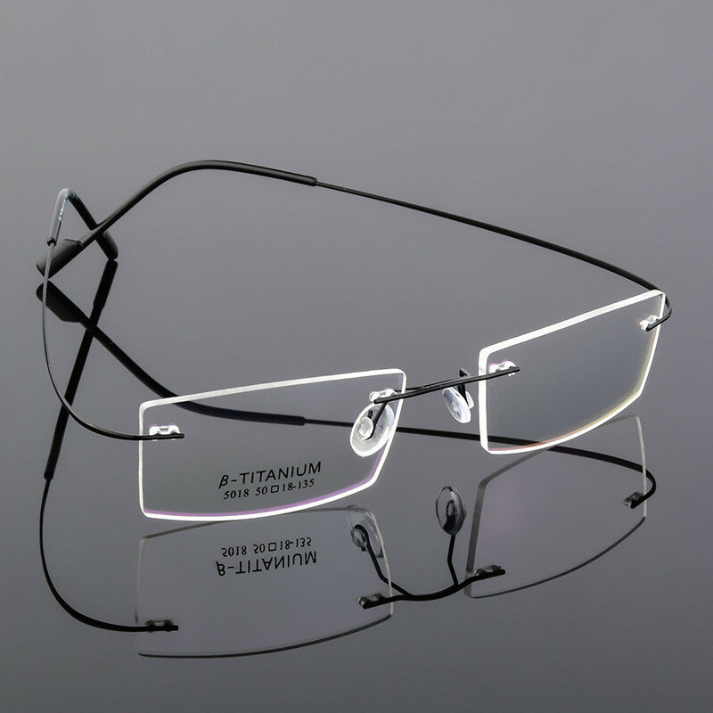 Montura de gafas sin montura de titanio puro clásico para hombre, montura óptica para miopía, marco de anteojos sin marco de titanio ultraligero