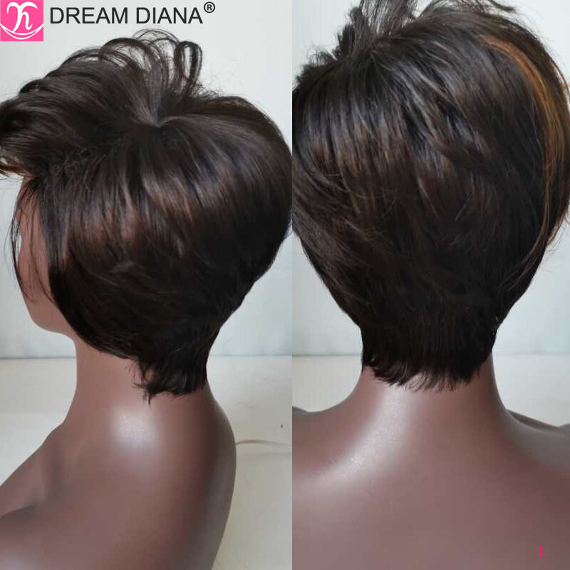 Dreamdiama-peruca 100% cabelo humano encaracolado malaia, peruca com ombré, cabelo remy, comprimento de 8 polegadas