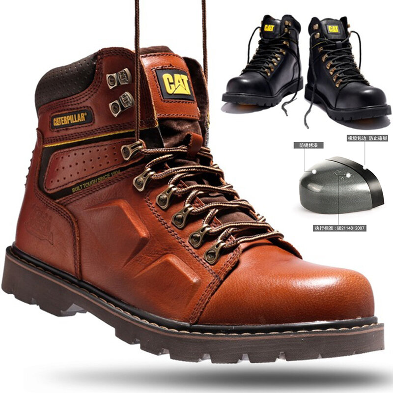 Novo outono e inverno superior camada de couro high-end marca martin botas, alto-topo anti-smash e anti-punctura ferramentas botas