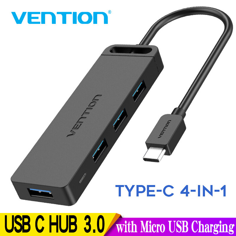 Vention-HUB USB 3,1 tipo C a USB 3,0, adaptador Multi USB con puerto de carga Micro USB para Xiaomi, MacBook, Huawei, OTG