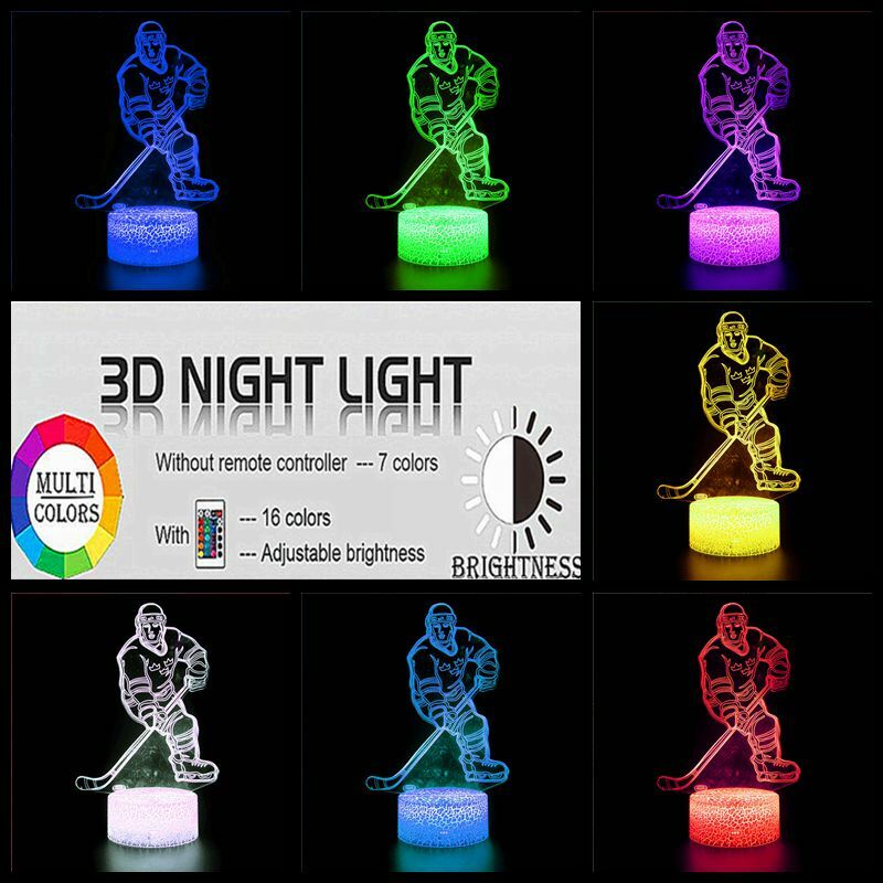 ثلاثية الأبعاد ضوء الليل المصاصات البلاستيكية الديكور سطح المكتب هدية خلفية اللعب الهوكي أضواء ليلية LED أضواء USB أضواء هدايا عيد