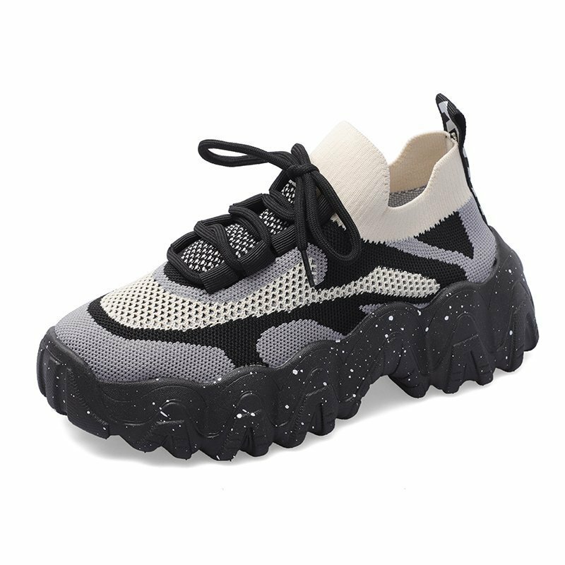 Zapatos de malla con plataforma de material respirable para mujer, zapatillas deportivas informales a la moda, para primavera y verano, 2021