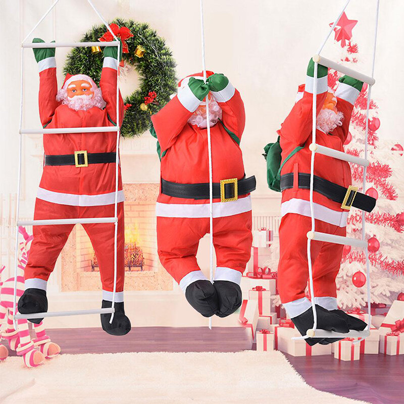 Colgante de Navidad de muñeco de Papá Noel, juguetes de escalera de escalada, decoraciones de árbol de Navidad para el hogar, decoración colgante DIY