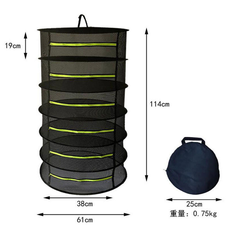 2/4/6 Layers Herb Drying Mesh Net Foldable Fishing Hanging Dryer Bags Rack Zipper Net For Herbs Buds Beans U27