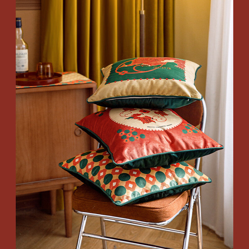 Dunxdeco luxo chinês tradicional leão capa de almofada decorativa travesseiro caso artístico sala sofá cadeira cama quadrado coussin