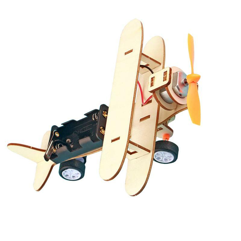 1 Set Mainan Edukasi Ilmiah Eksperimental Mainan Model Pesawat Kayu DIY Anak-anak