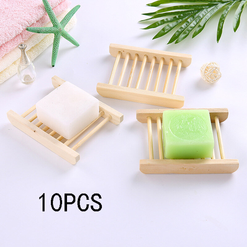 Bandeja de jabón de bambú para el baño, soporte respetuoso con el medio ambiente, caja de placa portátil, 10 piezas, venta al por mayor