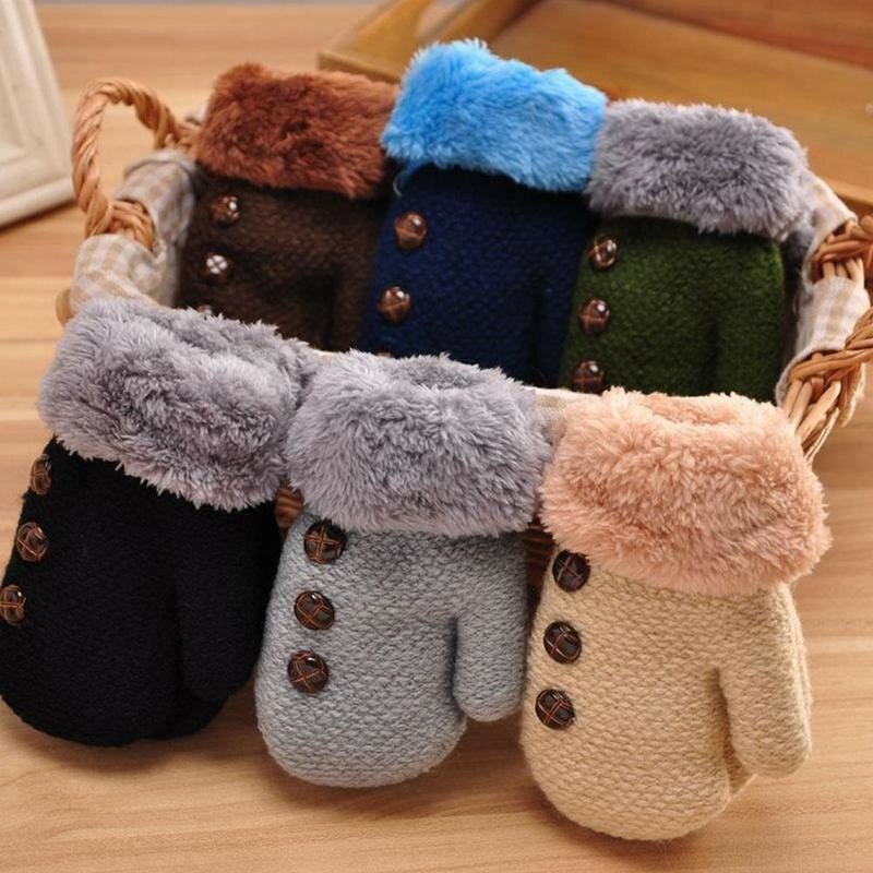 Gants d'hiver tricotés pour bébés garçons et filles, mitaines en corde chaude pour enfants de 1 à 3/3 à 7 ans