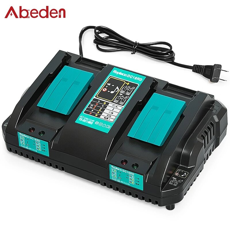 Abeden Double chargeur de batterie pour Makita 3.5A courant de charge 14.4V 18V BL1830 BL1815 Bl1430 BL1420 DC18RC DC18RD outil électrique