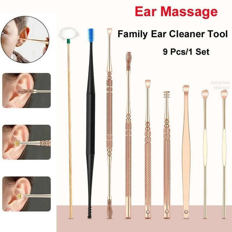 Innovativo Set di strumenti per la pulizia del cerume per orecchie a molla Kit per la pulizia dell'orecchio cura dell'orecchio strumento per la rimozione dell'orecchio in cera strumento per la rimozione della cera Spoo N7I7
