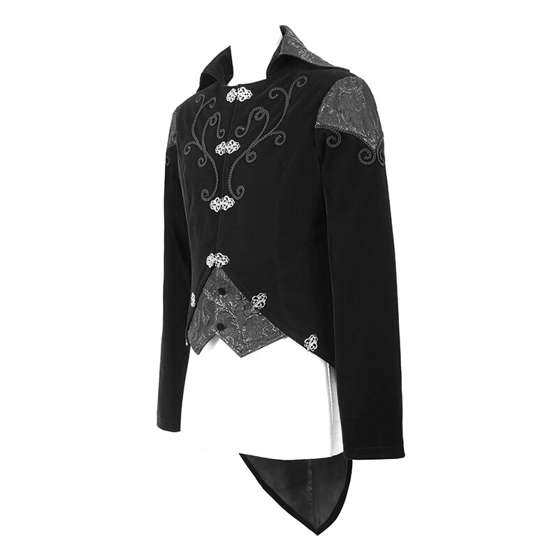 Jaqueta transpassada masculina, casaco preto fantasia de goth steampunk para homens
